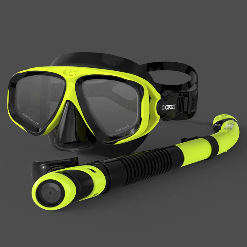 COPOZZ 2025 Scuba Diving Mask Set Anti Fog Goggles with Snorkel Glasses Tube Adjustable Strap for Women Men Adult Swimming Mask
