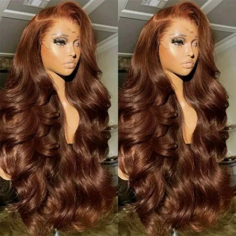 Body Wave 34 Inch Chocolate Brown HD Lace Front Wig