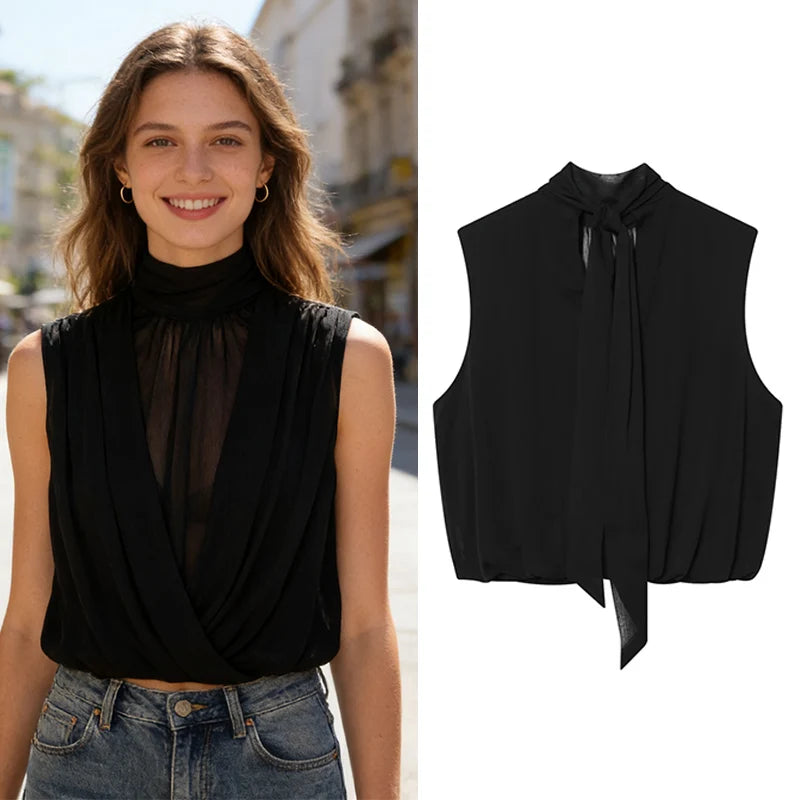 Sleeveless Pleated Tank Top