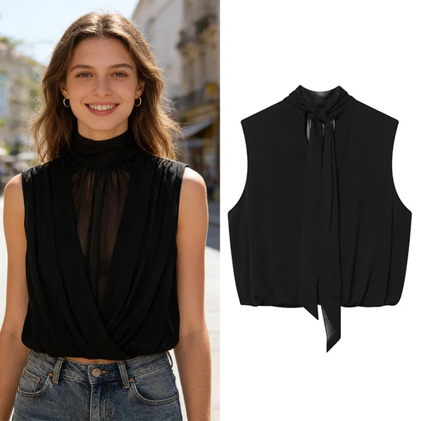 Sleeveless Pleated Tank Top