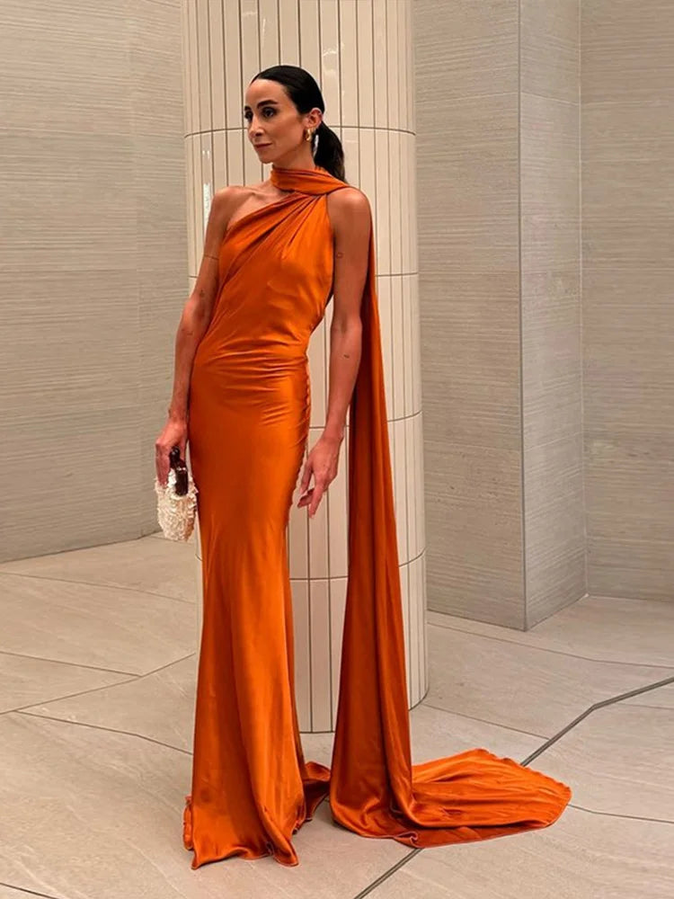 Satin Halter Backless Party Dress
