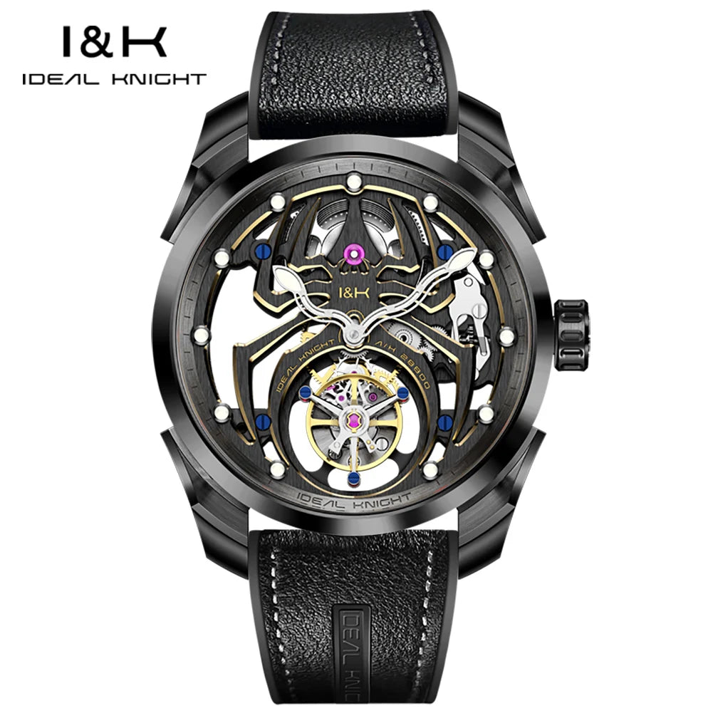 IDEAL KNIGHT 6802 Tourbillon Hollow Automatic Watch — Sapphire, Spider Dial