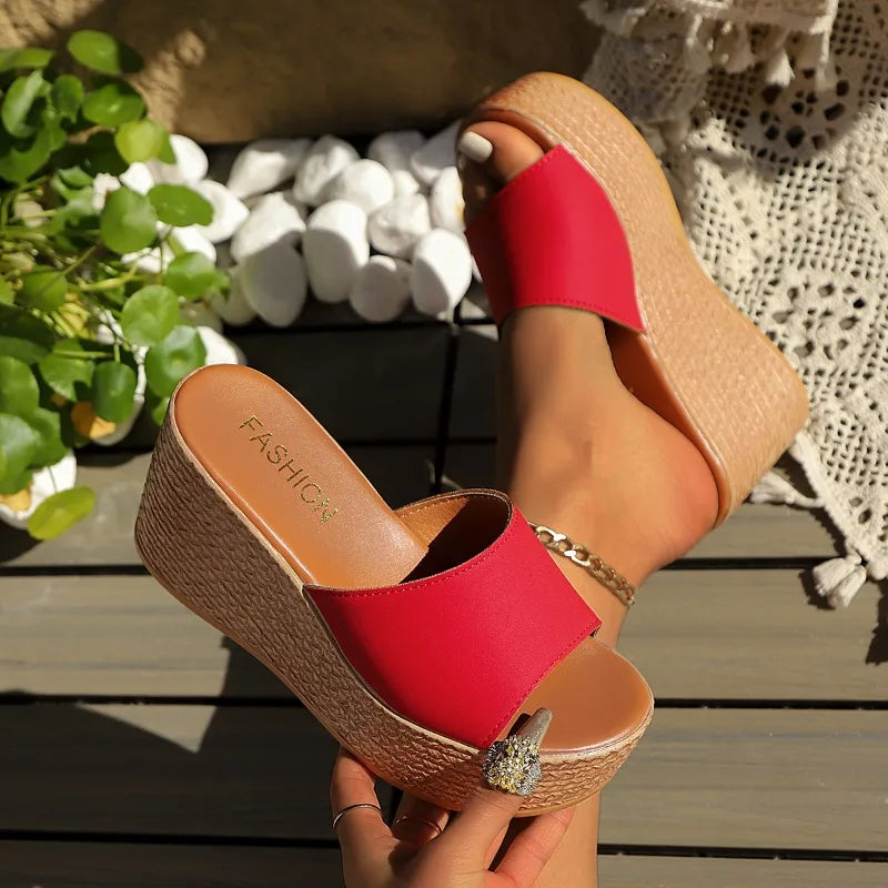 2025 New Summer Women's Sandals Peep-Toe Shoes Woman High-Heeled Platfroms Slides Women Casual Wedges for Women High Sandals