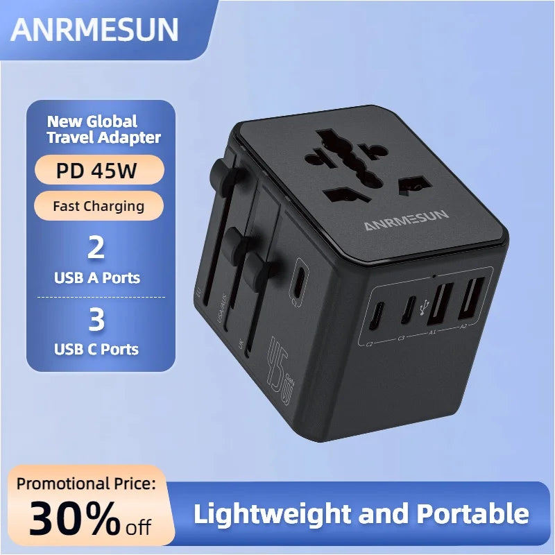 Universal Travel Adapter 4-in-1 with USB-C PD 65W