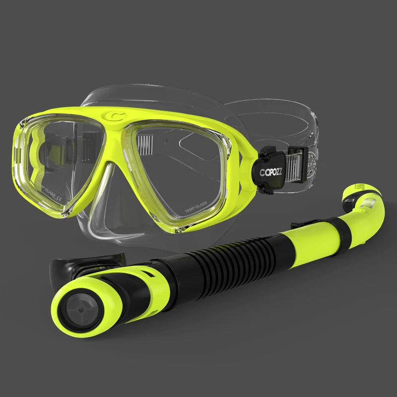 COPOZZ 2025 Scuba Diving Mask Set Anti Fog Goggles with Snorkel Glasses Tube Adjustable Strap for Women Men Adult Swimming Mask