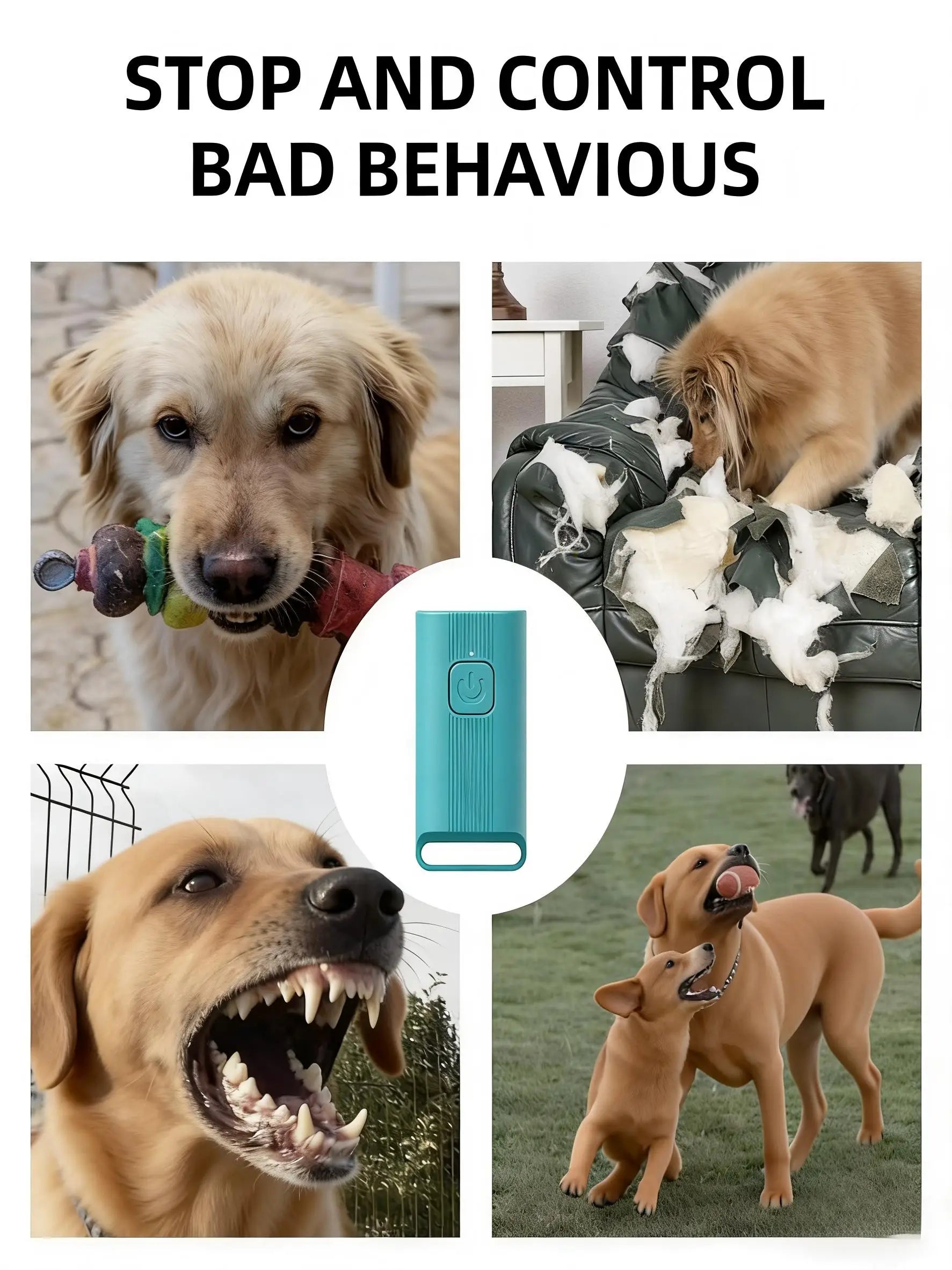 Ultrasonic Dog Repellent Device - Handheld Anti-Barking Bright Ultrasonic Dog Repellent Device with USB Charging