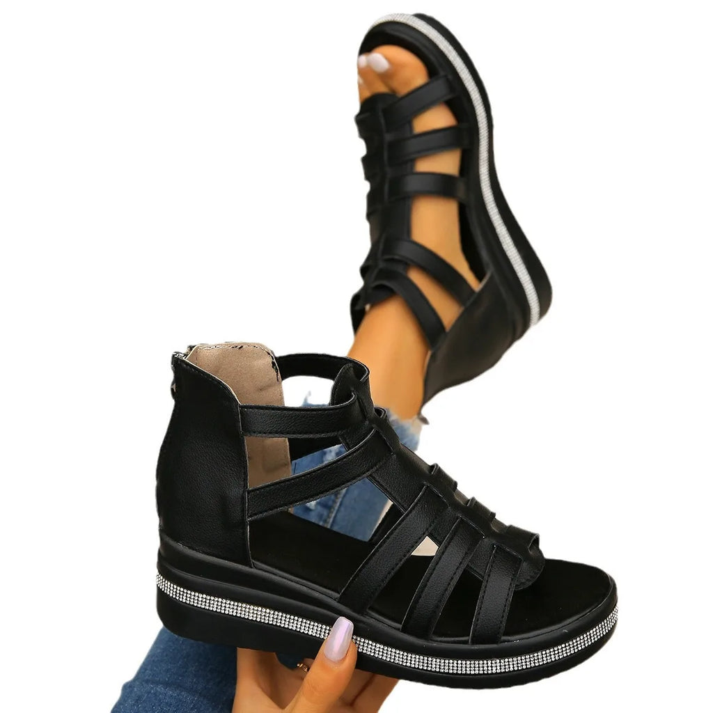 Sandalias De Mujer  2024 Summer Shoes for Women Plus Size 36-43 Women Platform Sandals Black White Beige Wedge Zapatos De Mujer