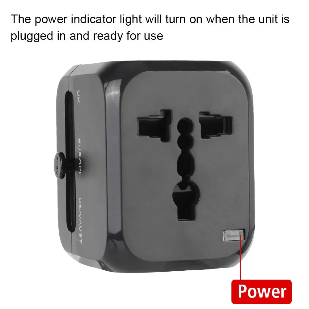 All-in-One Wall Travel Charger — Worldwide Plugs with USB-A & USB-C