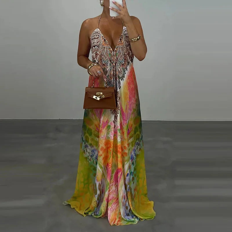 Boho V-Neck Backless Vacation Dress