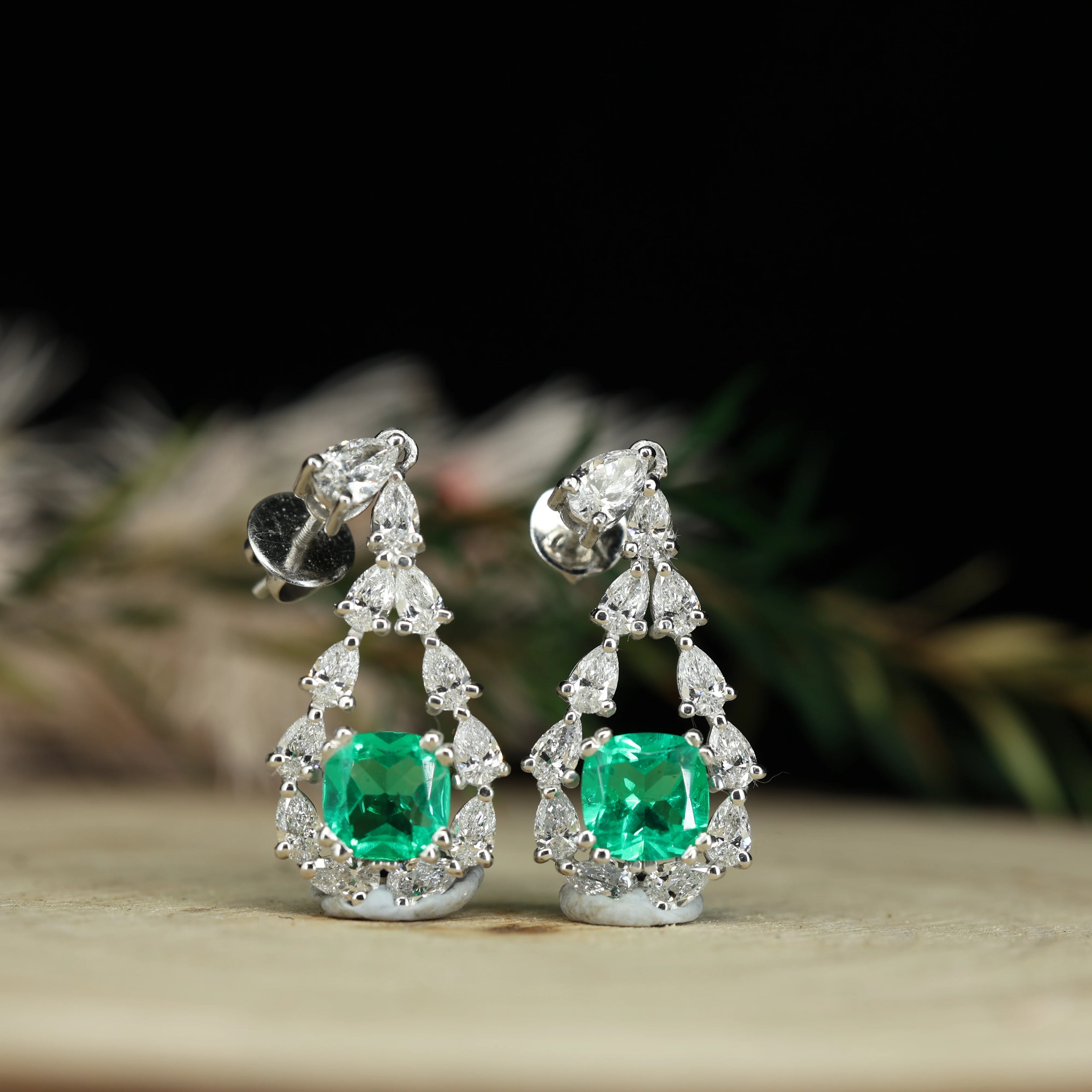 Luxury Cushion Cut Moissanite Tourmaline Drop Earrings 925 Sterling Silver Gold Floral Cluster Statement Wedding Fine Jewelry