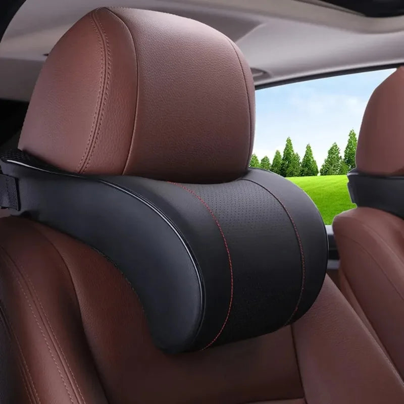 2025 Memory Foam Car Neck Pillow – PU Leather Headrest Cushion for Comfortable Driving, Seat Headrest Pad for Auto Interior