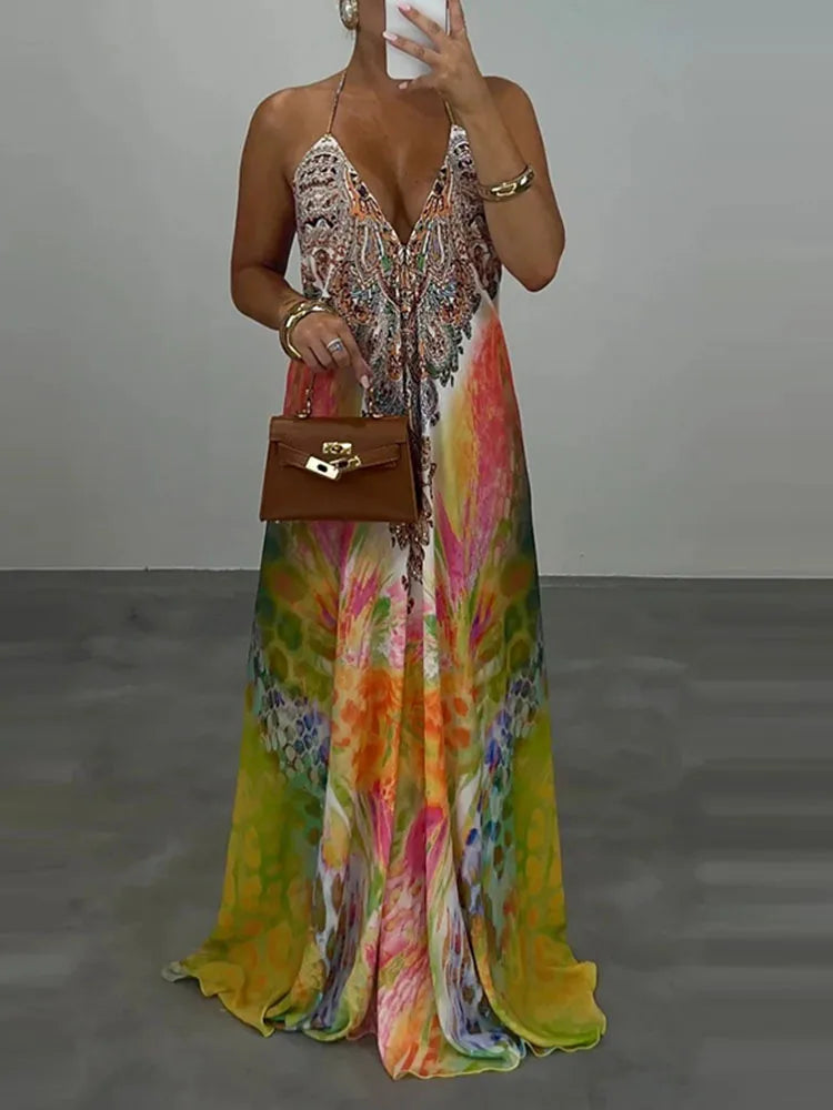 Boho V-Neck Backless Vacation Dress