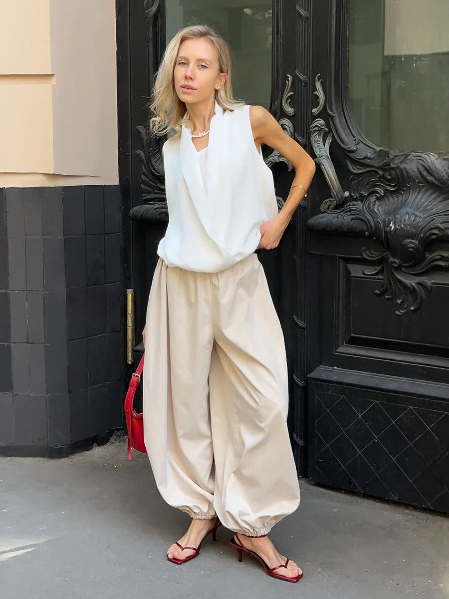 Cotton Wide-Leg Casual Pants