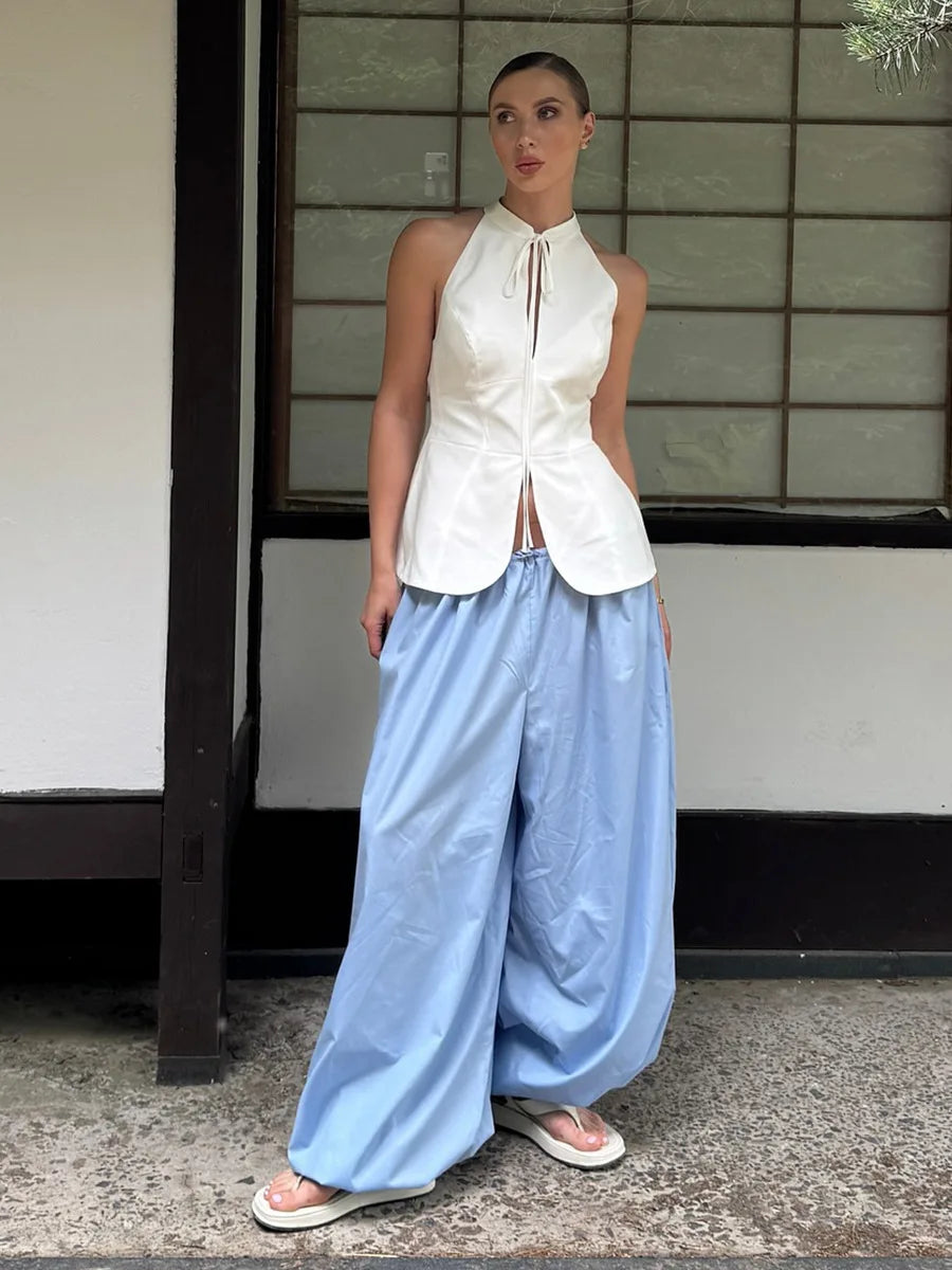Cotton Wide-Leg Casual Pants