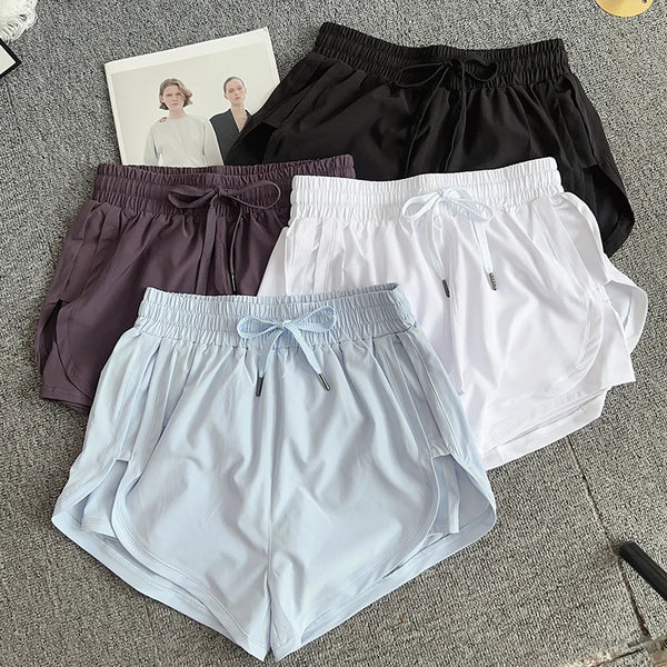 High-Waist Workout Shorts with Pockets