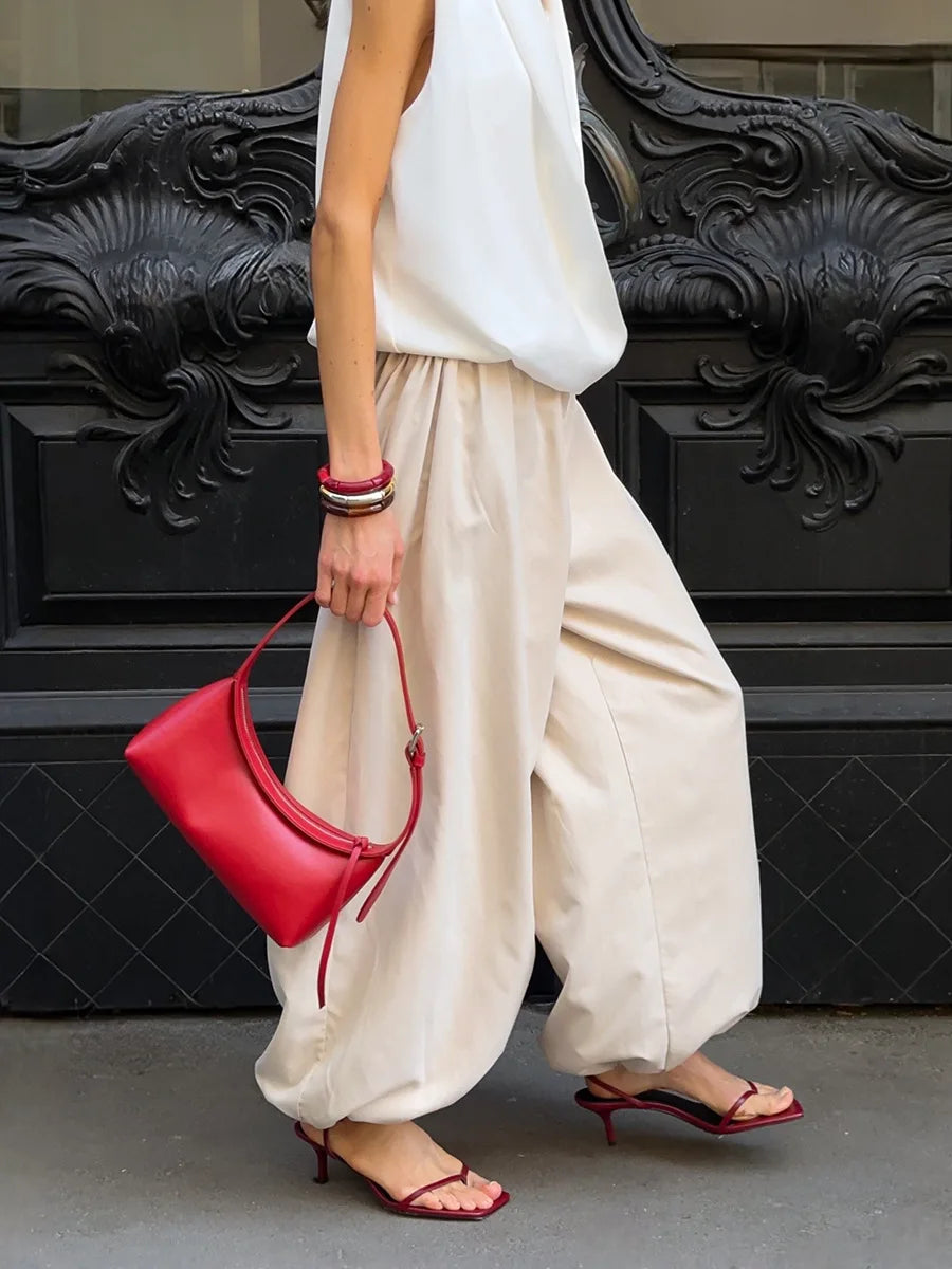 Cotton Wide-Leg Casual Pants