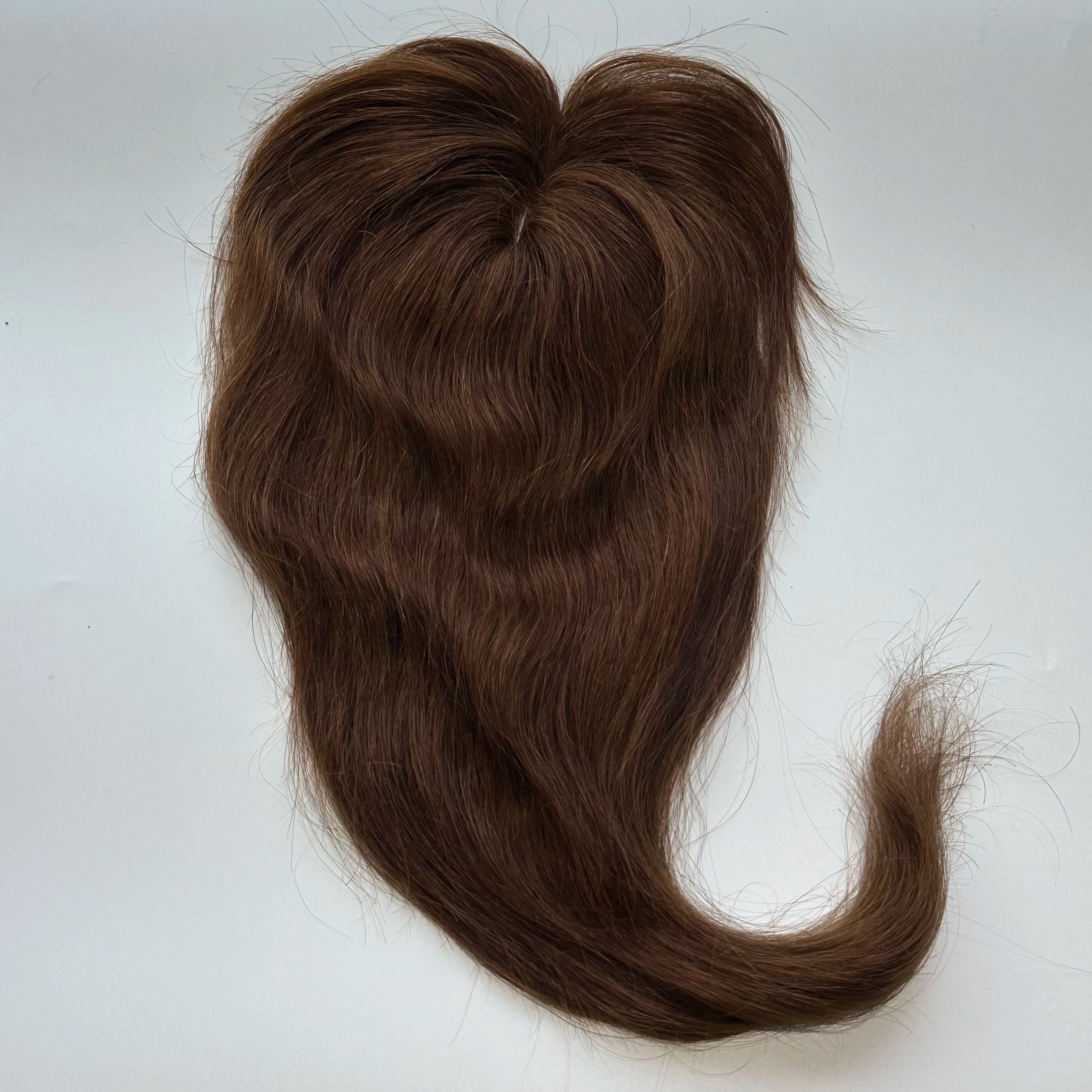 Human Hair Topper Middle Part Lace Wispy Fringe 7x10