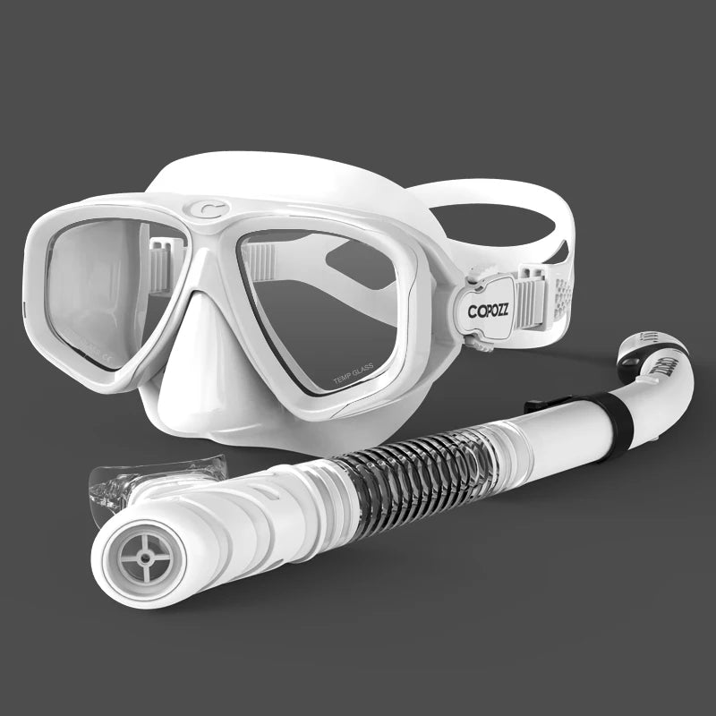 COPOZZ 2025 Scuba Diving Mask Set Anti Fog Goggles with Snorkel Glasses Tube Adjustable Strap for Women Men Adult Swimming Mask