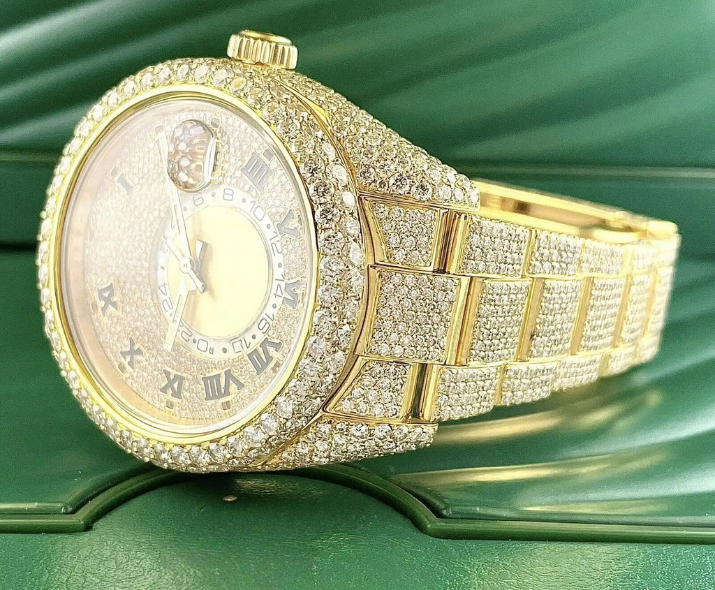 Custom Iced Out Moissanite Mechanical Watch — 44mm, Auto Date
