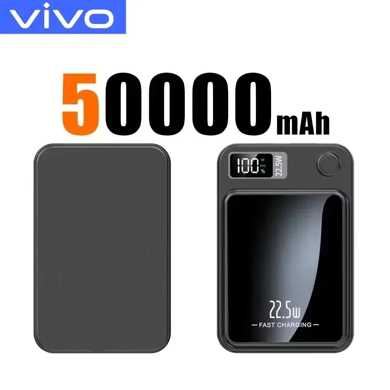 VIVO 500000mAh Wireless Magnetic PowerBank 22.5W Fast Charging Portable External Battery PowerBank Adapter For iPhone Huawei