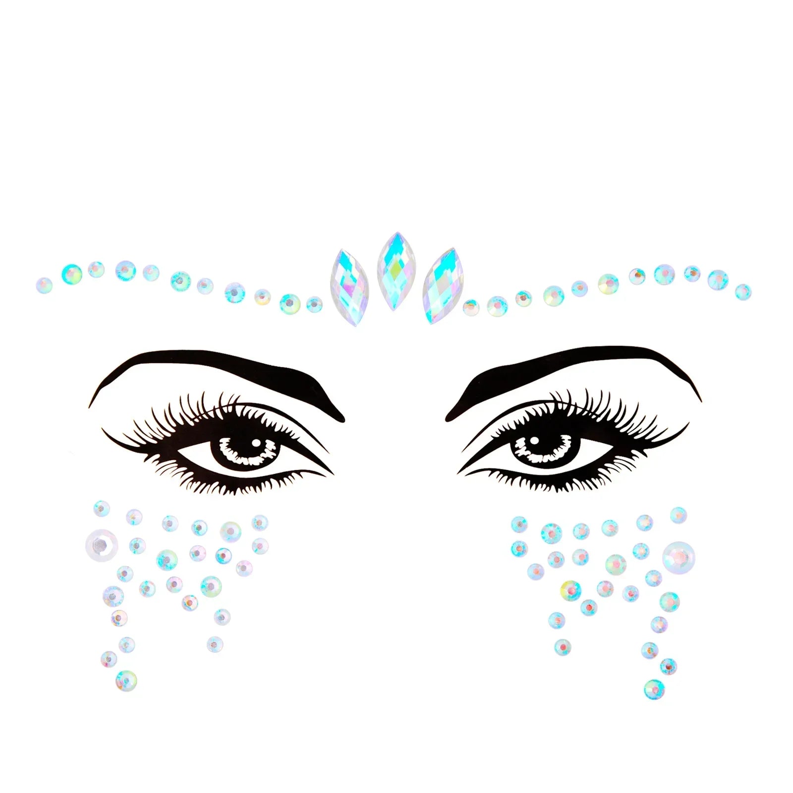 3D Sexy Face Tattoo Stickers Temporary Tattoos Glitter Fake Tattoo Rhinestones Masquerade for Women Party Face Jewels Tattoo