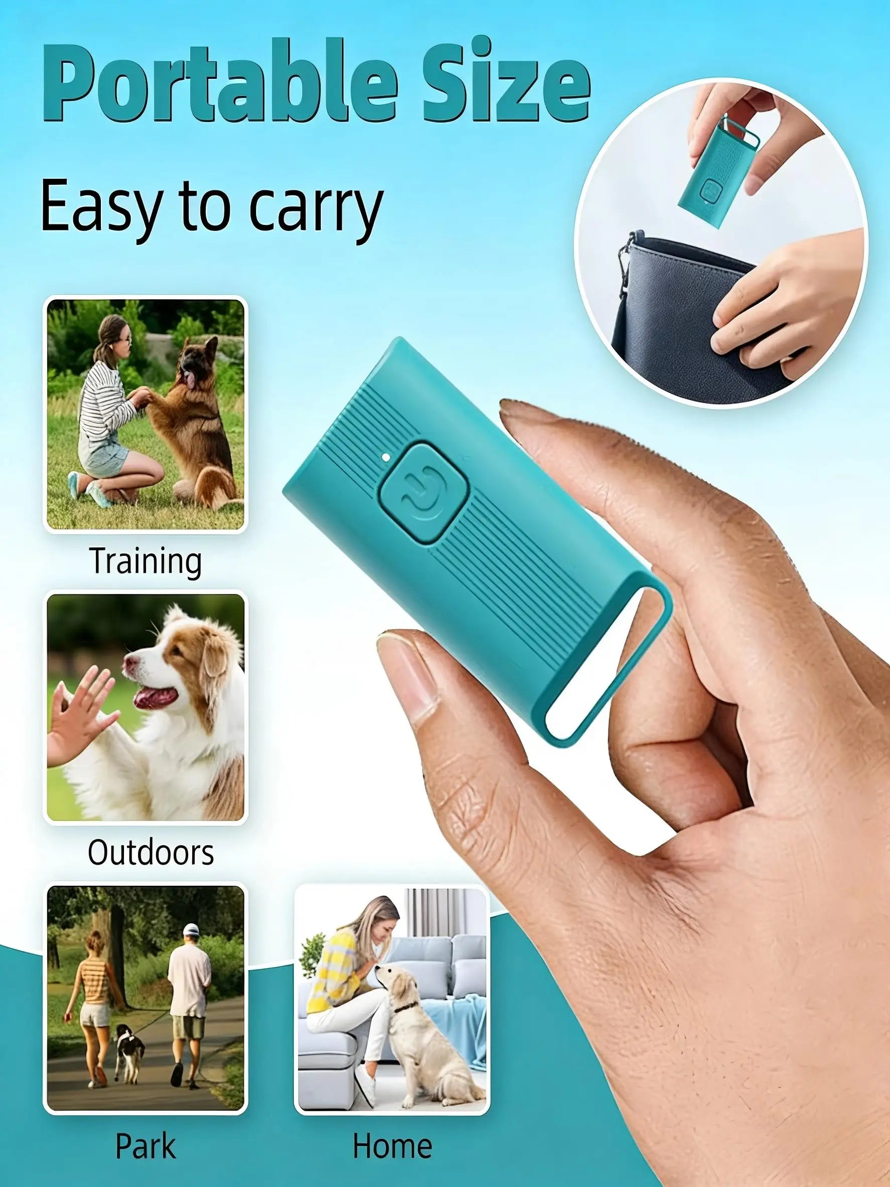 Ultrasonic Dog Repellent Device - Handheld Anti-Barking Bright Ultrasonic Dog Repellent Device with USB Charging