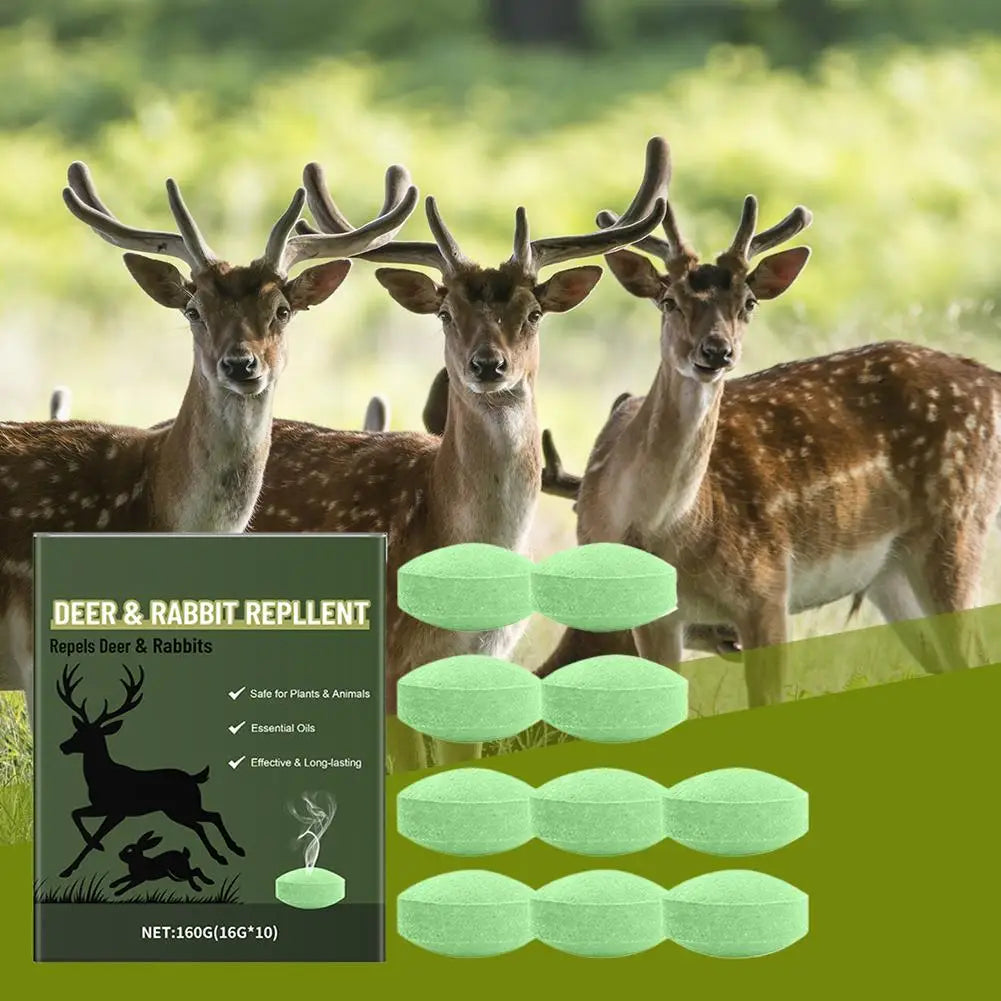 10Pcs Deer and Rabbit Repellent Pills Home Outdoor Courtyard Plant Oil Odor Repellent Long lasting Repellent Pills