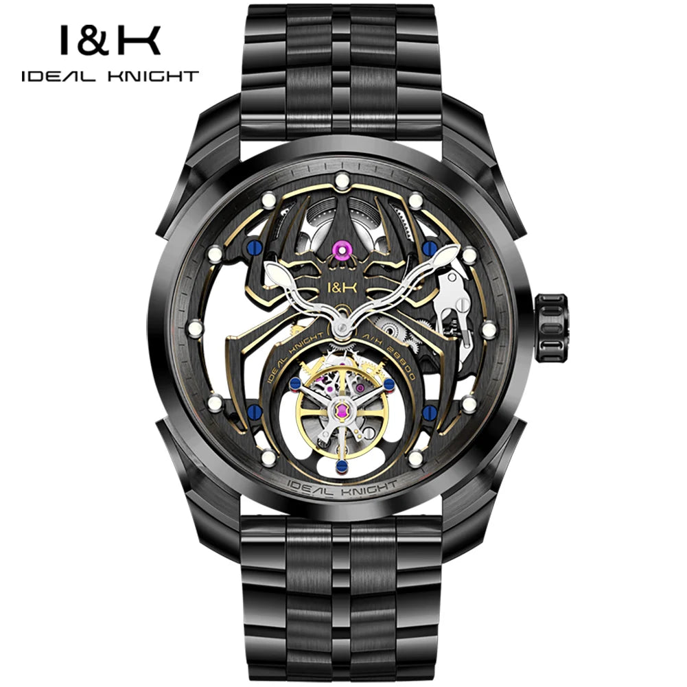 IDEAL KNIGHT 6802 Tourbillon Hollow Automatic Watch — Sapphire, Spider Dial