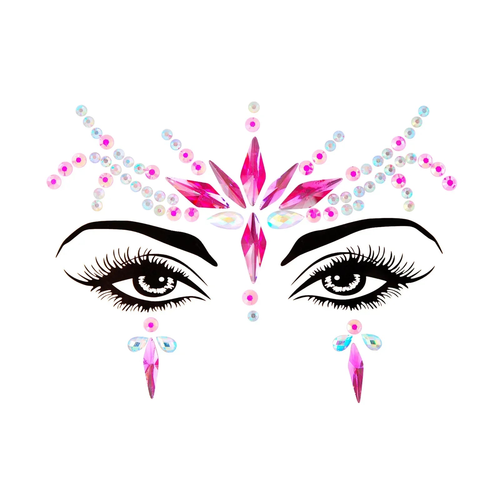 3D Sexy Face Tattoo Stickers Temporary Tattoos Glitter Fake Tattoo Rhinestones Masquerade for Women Party Face Jewels Tattoo