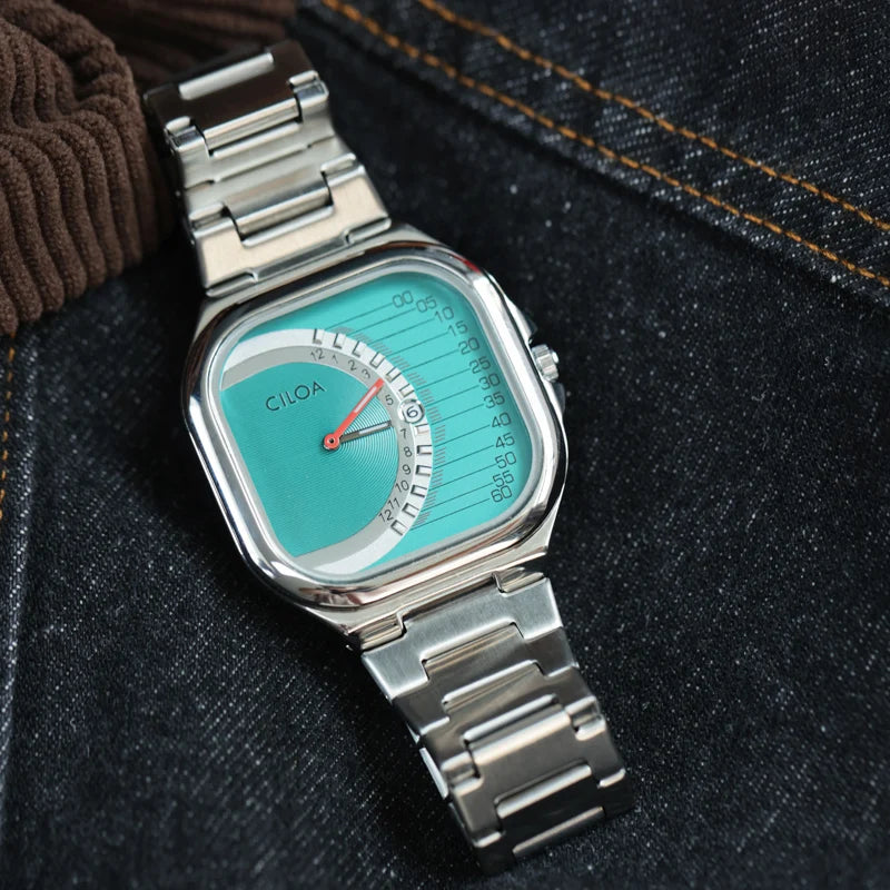 CILOA retro square watch men's brand authentic 2025 new men light luxury gift stainless steel strap waterproof quartz watch