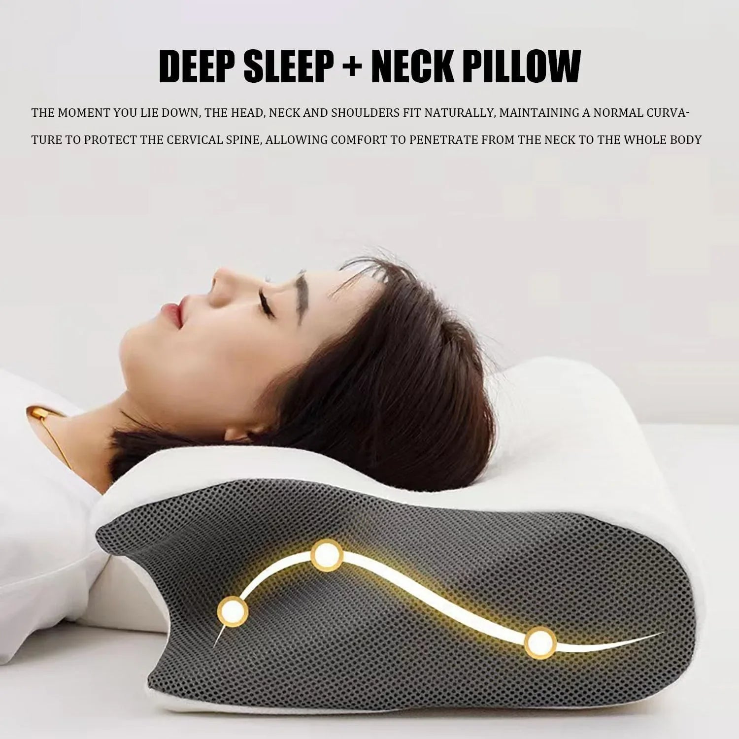 Stitching Color Pillow Memory Foam Cervical Ergonomic Contoured Orthopedic Relaxing Cervical Pillow Versatile Support Pillow