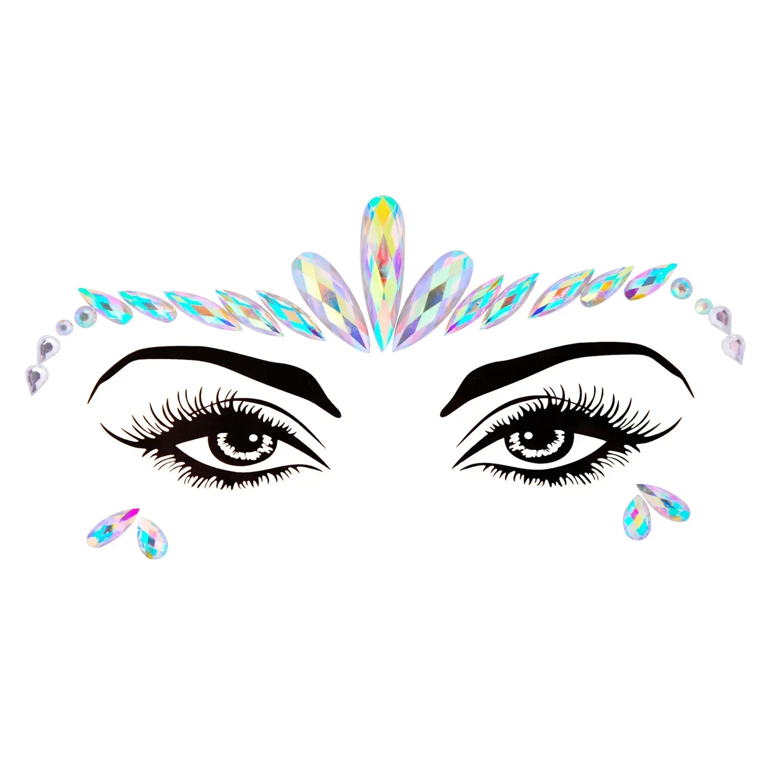 3D Sexy Face Tattoo Stickers Temporary Tattoos Glitter Fake Tattoo Rhinestones Masquerade for Women Party Face Jewels Tattoo