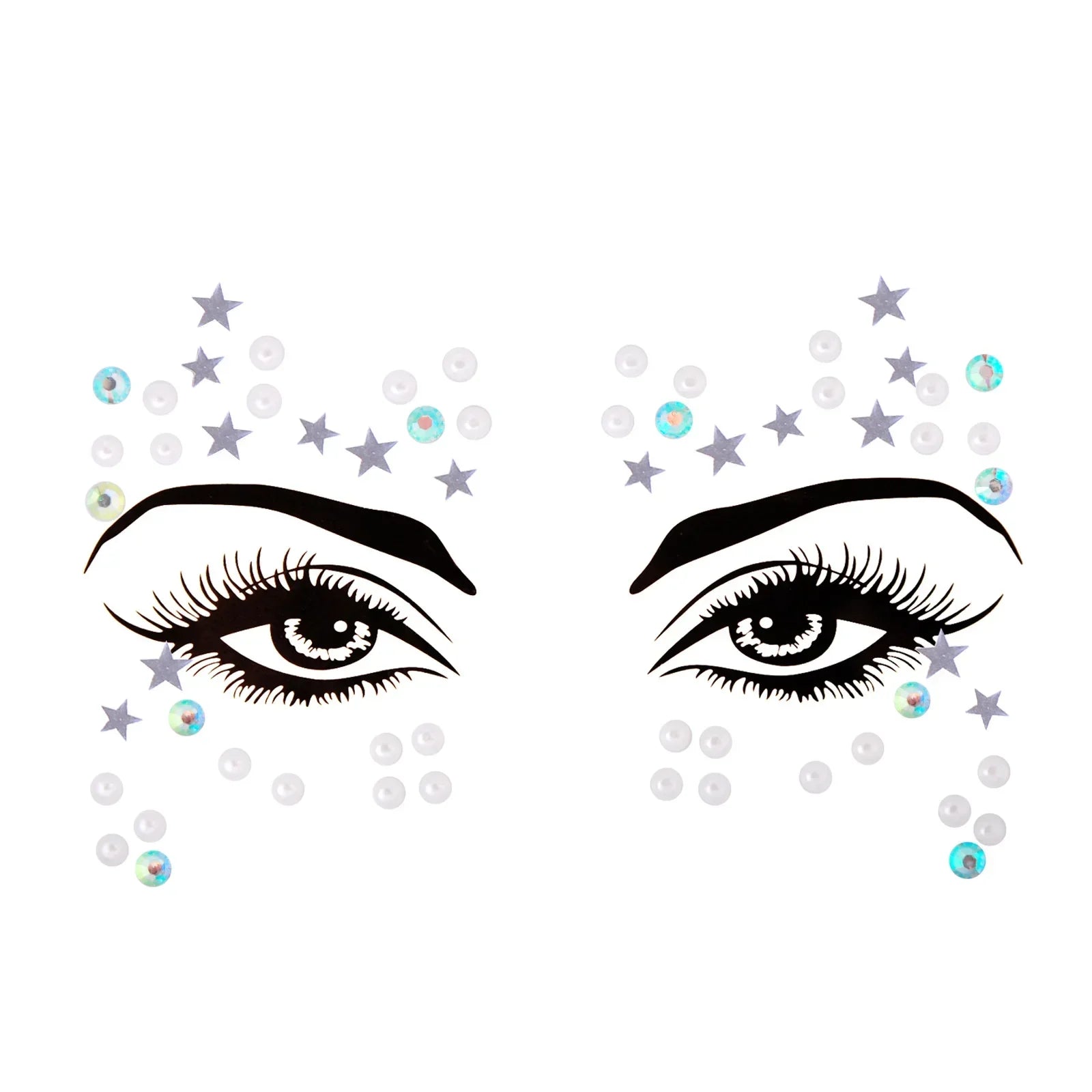 3D Sexy Face Tattoo Stickers Temporary Tattoos Glitter Fake Tattoo Rhinestones Masquerade for Women Party Face Jewels Tattoo