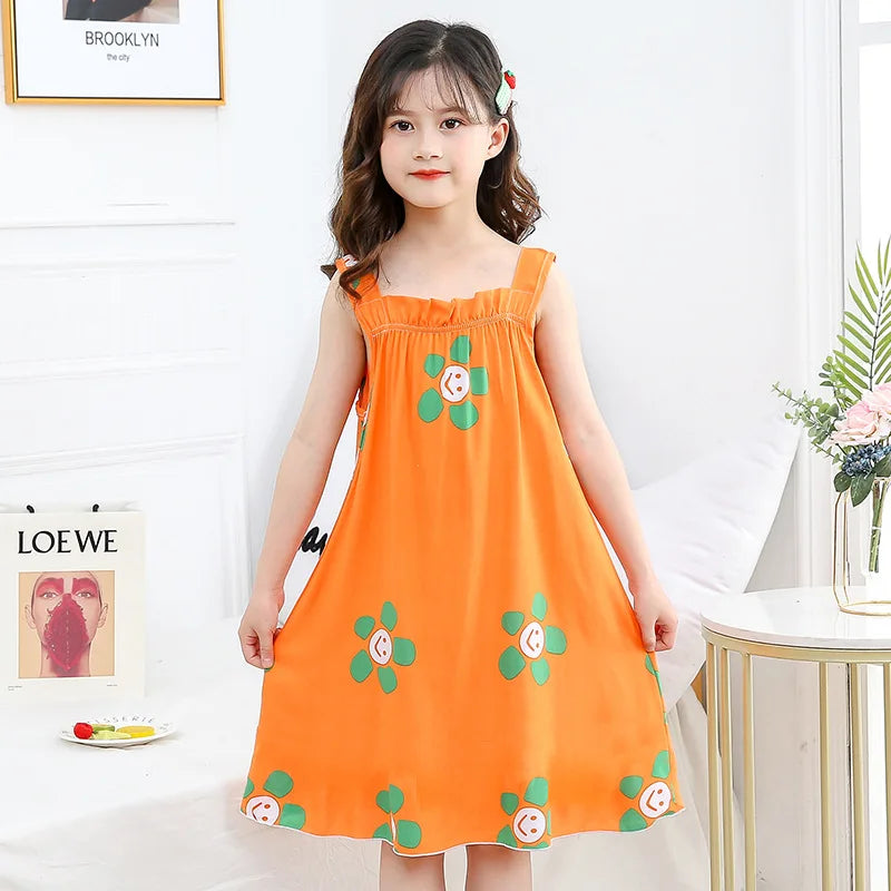 Rabbit Kids Cotton Nightdress Little Teen Girl Pajamas Dresses Children Summer Nightgowns Home Clothes Kids Sleepwear Gecelik