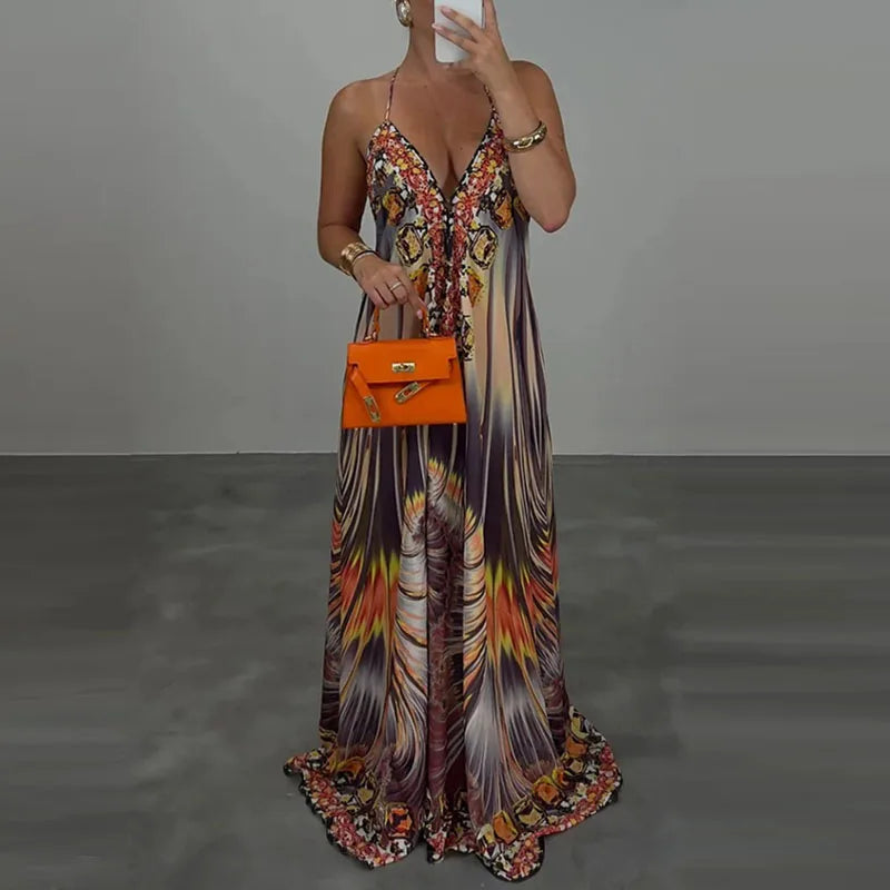 Boho V-Neck Backless Vacation Dress