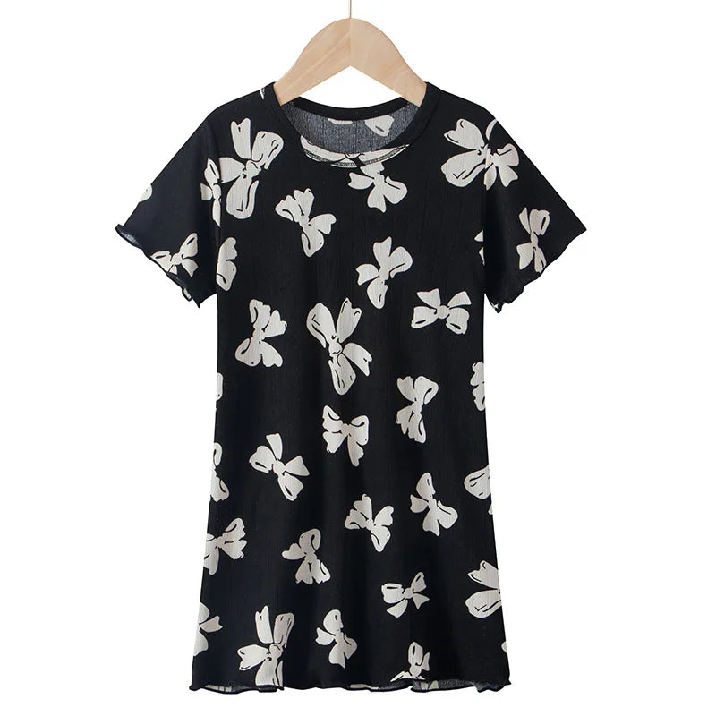 Rabbit Kids Cotton Nightdress Little Teen Girl Pajamas Dresses Children Summer Nightgowns Home Clothes Kids Sleepwear Gecelik