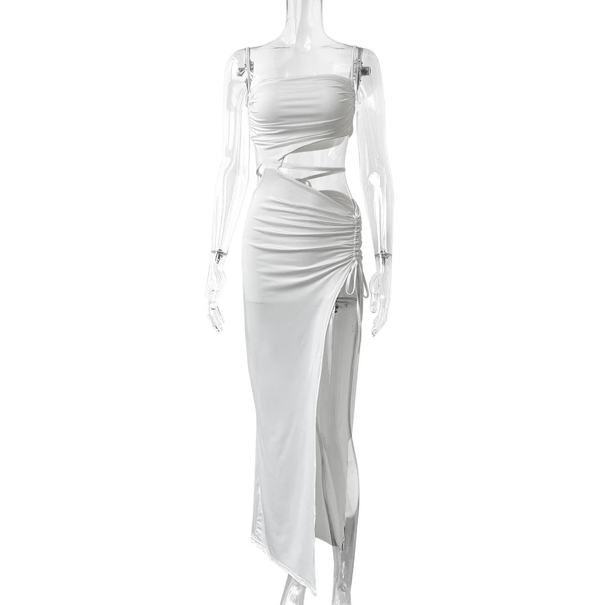 Drawstring High-Split Maxi Dress