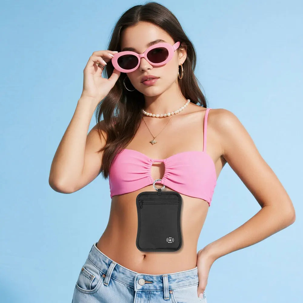 RFID-Blocking Concealed Keychain Wallet — Travel Money Pouch