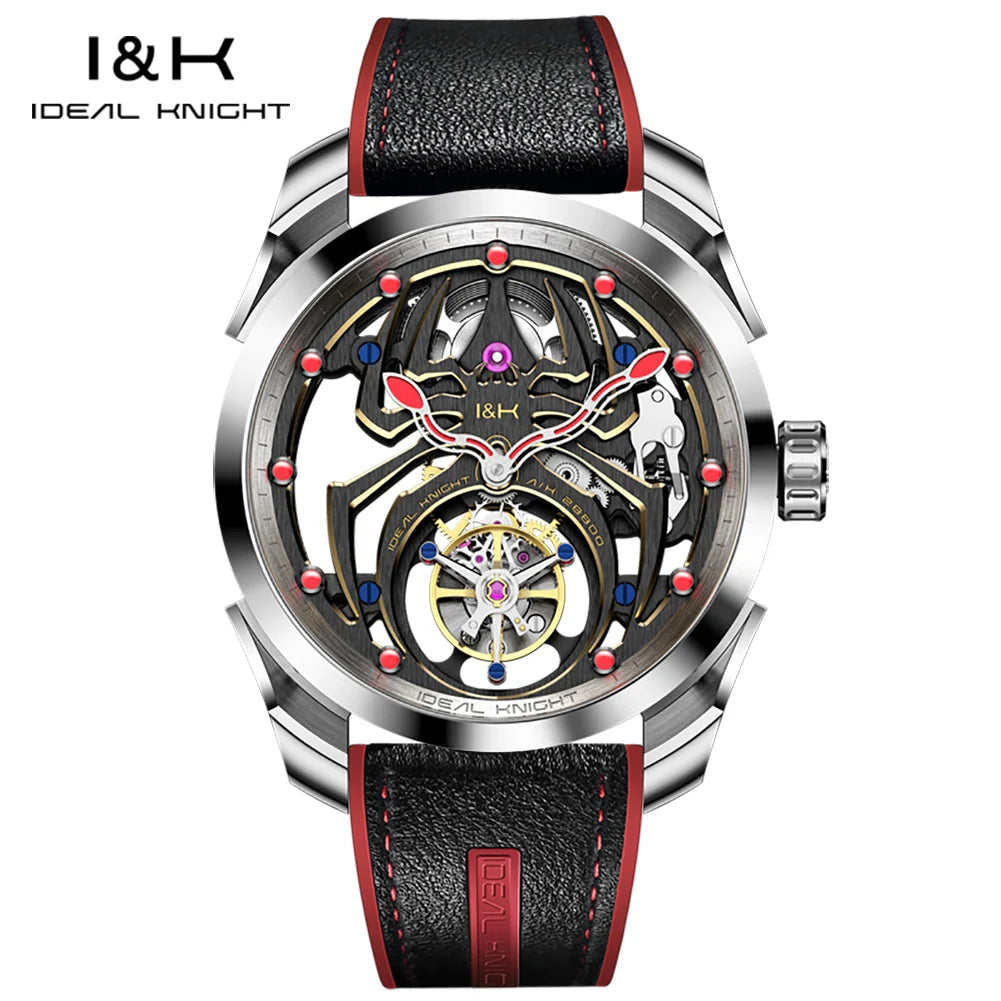 IDEAL KNIGHT 6802 Tourbillon Hollow Automatic Watch — Sapphire, Spider Dial