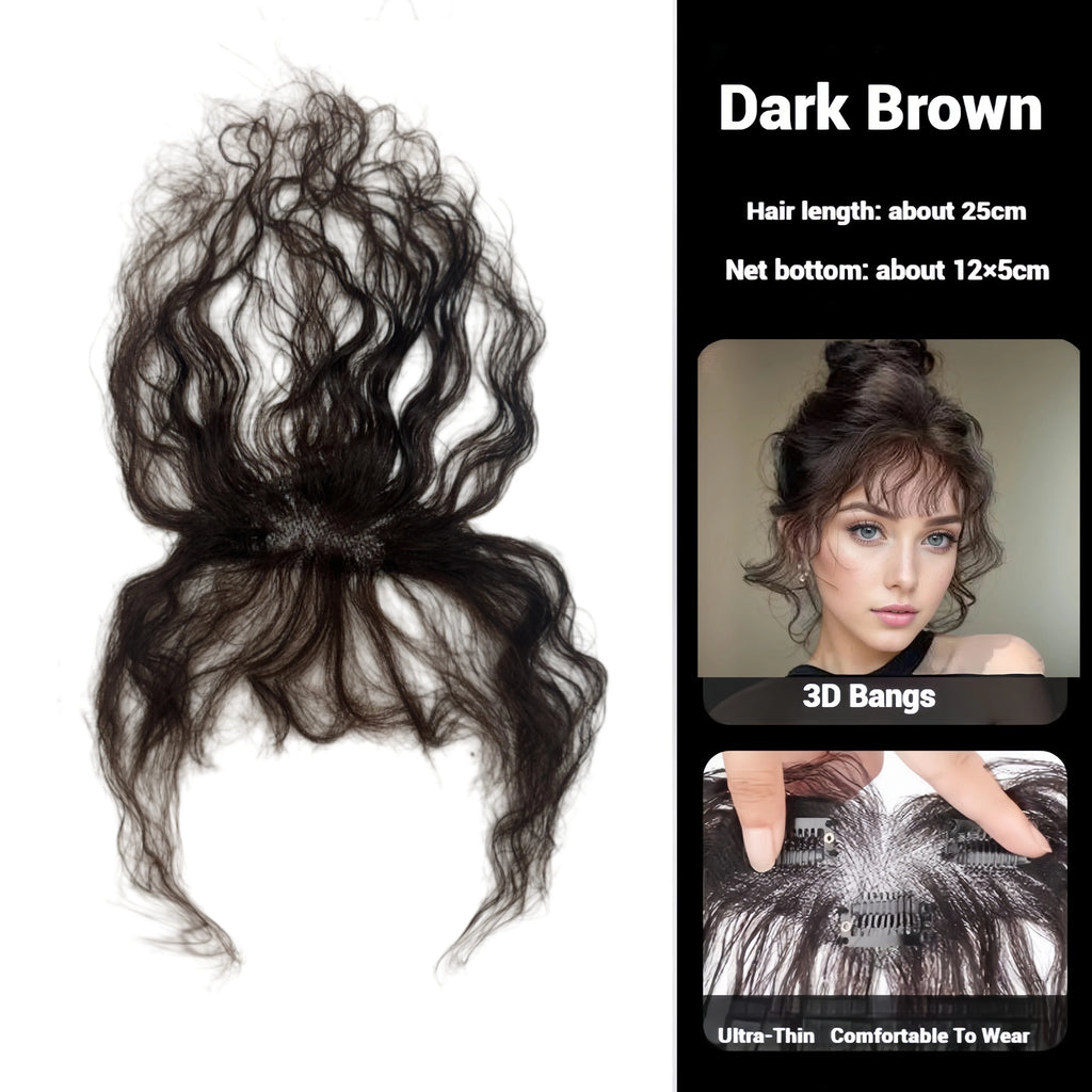 Human Hair Curly Bangs Topper Breathable Lace