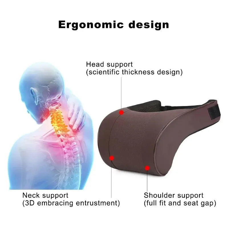 2025 Memory Foam Car Neck Pillow – PU Leather Headrest Cushion for Comfortable Driving, Seat Headrest Pad for Auto Interior