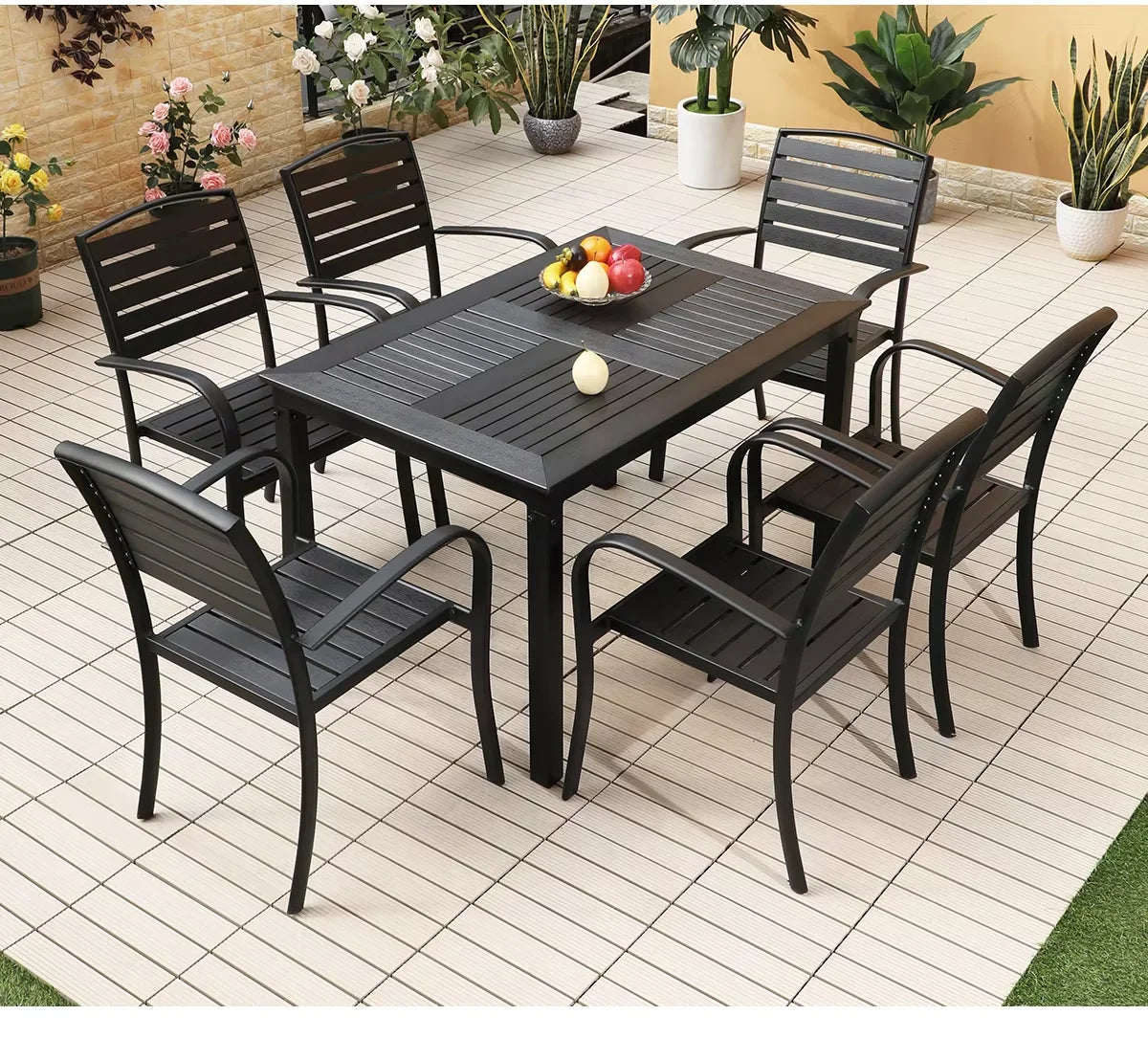 Outdoor Dining Table 120cm Wood-Plastic Garden