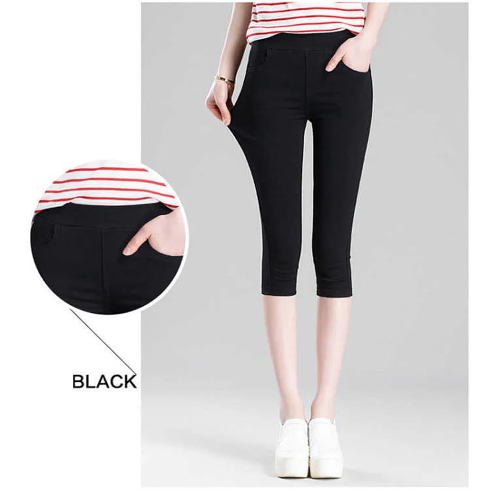 High-Waist Stretch Capri Jeans