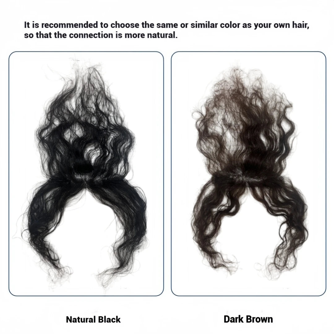 Human Hair Curly Bangs Topper Breathable Lace