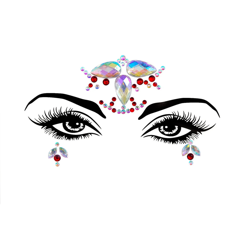 3D Sexy Face Tattoo Stickers Temporary Tattoos Glitter Fake Tattoo Rhinestones Masquerade for Women Party Face Jewels Tattoo