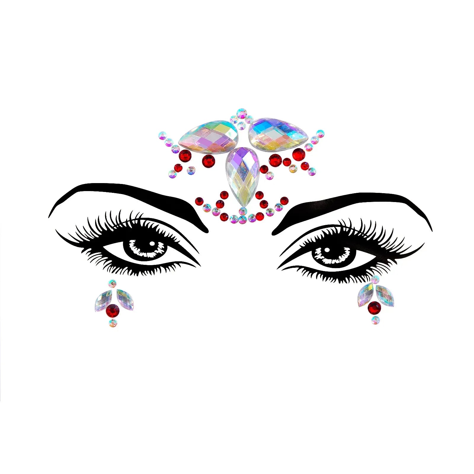 3D Sexy Face Tattoo Stickers Temporary Tattoos Glitter Fake Tattoo Rhinestones Masquerade for Women Party Face Jewels Tattoo