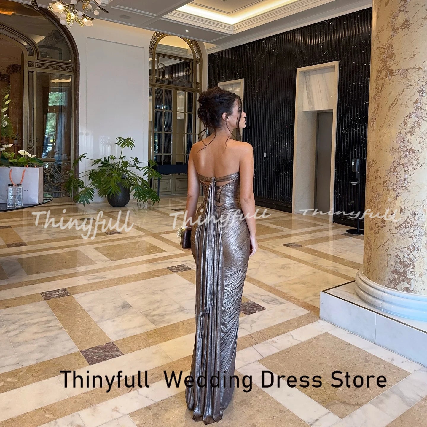 Thinyfull Mermaid Sleeveless Prom Dresses Sweetheart Sleeveless Pleat Evening Dress Long Formal Gown Robe De Soirée Customized
