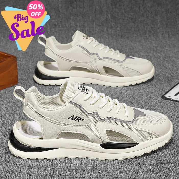 Men's sandals for summer wear, non slip soft sole for teenagers, sports and leisure, thick sole for driving on the beach, hooded