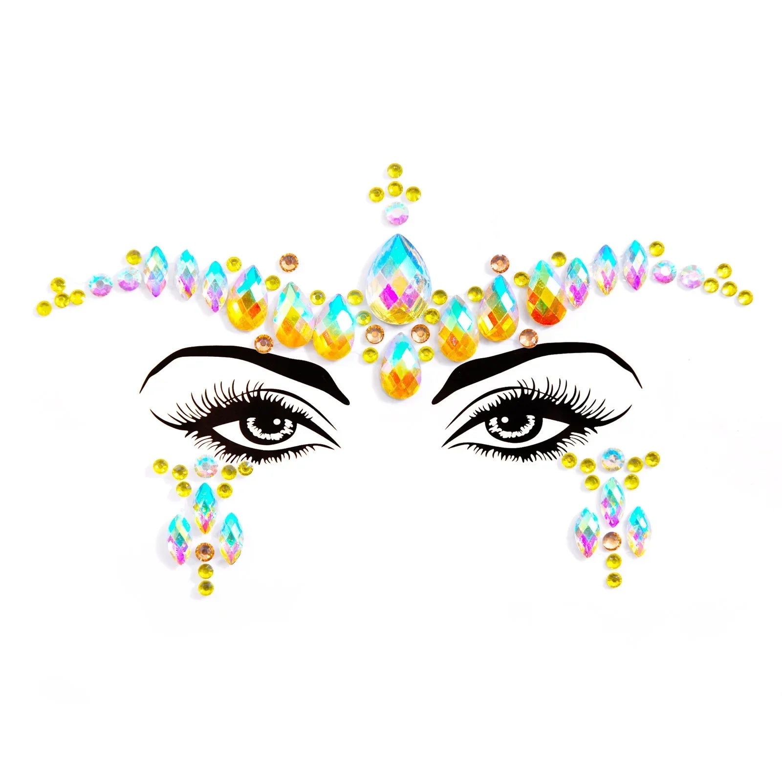 3D Sexy Face Tattoo Stickers Temporary Tattoos Glitter Fake Tattoo Rhinestones Masquerade for Women Party Face Jewels Tattoo