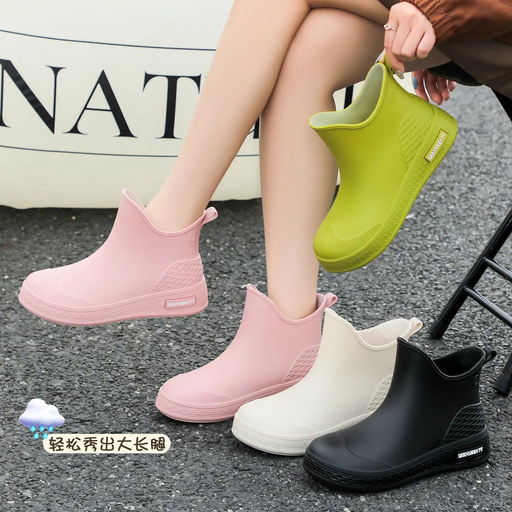 Short rain boots for women, waterproof, anti-slip, lined, suitable for rainy weather,  comfortable, kitchen work, rubbershoes